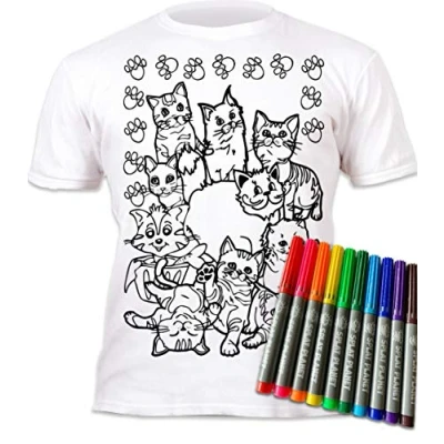 Imagen de Splat Planet Color in Cats camiseta con 10 bolígrafos mágicos lavables no tóxicos, colorea tu propia para colorear y lavar