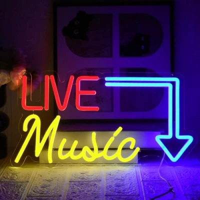 Imagen de UExnkj Y Live Music Luz de Neón Letrero LED Alimentada por USB con botón regulable Adecuado para bares,fiestas,salas juegos,habitaciones,lámparas pared decoración banda