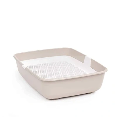 Imagen de Inodoro para gatos con colador de limpieza, arena gatos, grande, color beige