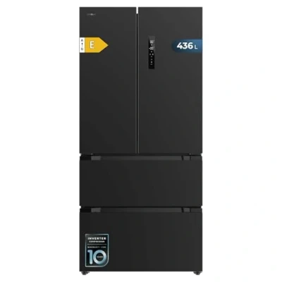 Imagen de Cecotec Frigorífico puerta francesa Bolero CoolMarket FD 436 Dark E. Compresor Inverter Plus 4 Puertas Estilo Francés 183X84Cm, 510L, No Frost, Clase Energética E, Metal Cooling