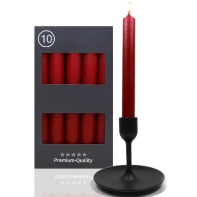 Imagen de Candelo Juego de 10 velas para candelabros, color rojo carmín, 18,5 cm, 7,5 horas combustión, domésticas candelabros y