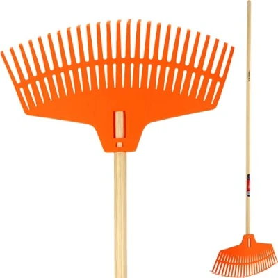 Imagen de KADAX rastrillo para Hierba y Hojas, Ancho con Mango Largo de Madera, Escoba plástico, recogedor Compartimentos 160 x 45 cm