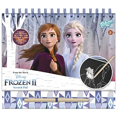 Imagen de Totum Disney Frozen II Scratch Book rascar y Colorear con Plantillas Pegatinas Brillantes Anna &amp; Elsa, Libro de Actividades para casa Viaje, M (681439)