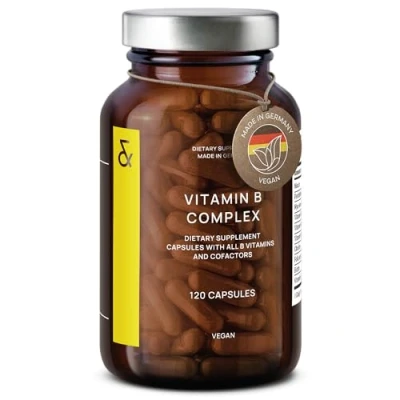 Imagen de Complejo de Vitamina B Vegano Alta Potencia Todas las 8 Vitaminas + Cofactores 120 Cápsulas para Días Vit B1, B2, B3, B5, B6, B12, Biotina y Ácido Fólico Mio Inositol Colina