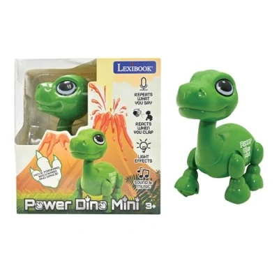 Imagen de Lexibook Power Dino Mini Mi pequeño Dinosaurio robot con sonidos, música, efectos de luz, repetición voz y reacción sonido, juguete para niños niñas