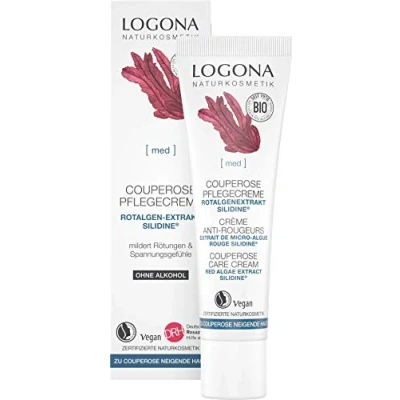 Imagen de Crema de cuidado Bio couperose LOGONA Naturkosmetik para pieles propensas a con el principio activo SILIDINE algas rojas, facial calmante y nutritivo intenso, natural vegano,