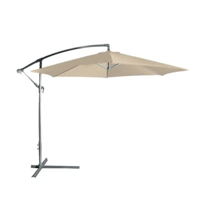 Imagen de Acomoda Textil Sombrilla de Jardín Plegable con Soporte y Forro Anti UV. Parasol Aluminio Manivela, Toldo Octogonal 3M Ø para Terraza, Patio. (Beige)