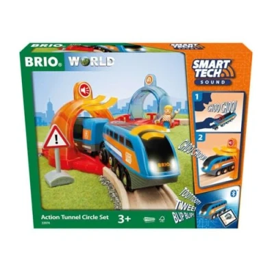 Imagen de BRIO WORLD Set Circuito circolar con Tùneles de Acciòn Smart Tech Sound, Tren Circolare Accesorios, 14 Piezas, Edad 3+ Años