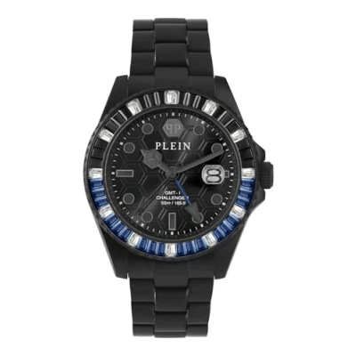 Imagen de Philipp Plein GMT I Challenger BAGUETTES Reloj analógico de cuarzo unisex acero inoxidable, Sw/Sw Pwpza0324