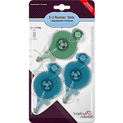 Imagen de Scrapbook Adhesives By 3L Adhesive Vlaue Z Runner Dots Value Pack 3 Refills 2 Permanent 1 Repositionable, Papel, Clear, x 13M
