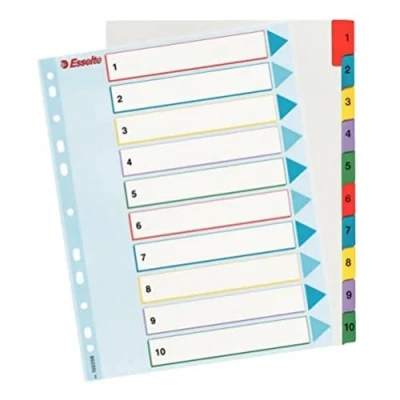 Imagen de Esselte Índices Proyectos Borra y Reescribe, Tamaño A4 maxi, 10 pestañas, Multicolor, 100208