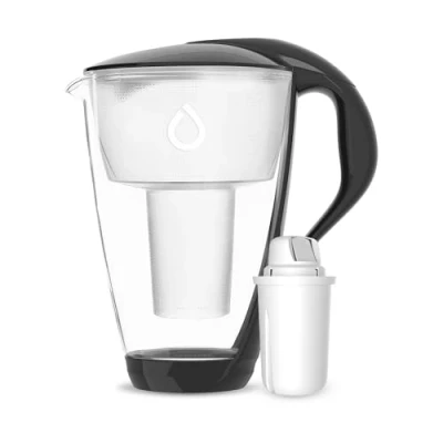 Imagen de Dafi CRYSTAL Jarra de Cristal con Filtro Agua 2L, Negro incl. 1x Cartucho Indicador LED, Para la Reducción Cloro, Cal e Impurezas, Filtradora, Purificador sin BPA