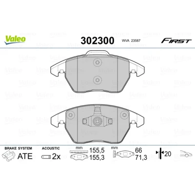 Imagen de VALEO 302300 Juego de pastillas freno Eje delantero con contacto avisador desgaste Chapa antichirridos SEAT: Ibiza 4, 4 Sportcoupe