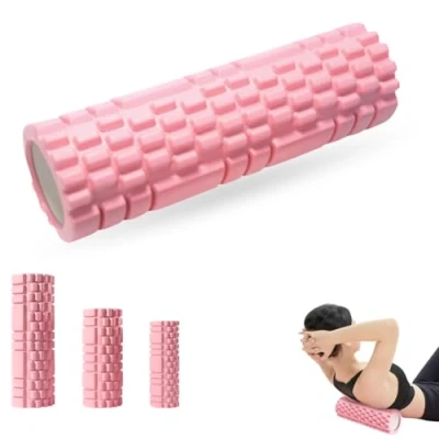 Imagen de LULUWA Rodillo de espuma Rodillos ejercicio yoga para masaje muscular tejido profundo, terapia punto activación (30 x 8 cm, rosa)