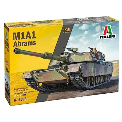 Imagen de Italeri 6596 1:35 M1A1 Abrams modelismo, Kit, Modelo de Suelo, Bricolaje, Hobby, Pegar, Kit plástico, detallado, Multicolor