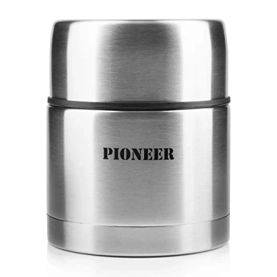 Imagen de Pioneer Botella con Aislamiento al vacío, antigoteo para sopas y Otros Alimentos, Acero 18/10, Cepillado, 0,5 L