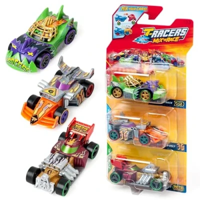 Imagen de T Racers Mix&#039;N Race 3 Pack de Coches coleccionables, Desmontables en Dos Partes y con Piezas Intercambiables, 2 4