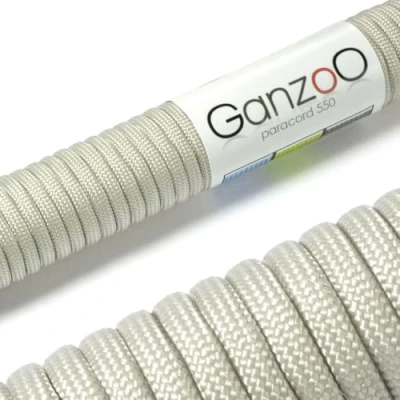 Imagen de Ganzoo Paracord 550, Cuerda de 4 mm, 3 Metros, Poliéster, Tipo 7 Hilos Interiores, Correa Perro Collar Pulsera, Camping Supervivencia y Multiusos al Aire Libre, Gris Noble