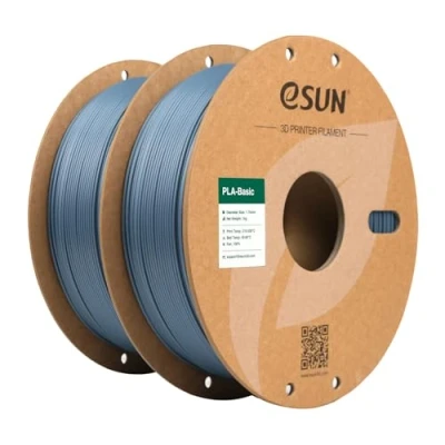 Imagen de eSUN PLA Filamento 1.75mm, Basic Precisión Dimensional +/ 0.05mm, 1KG por Carrete, 2 Carretes para 3D Impresoras,Gris y Gris