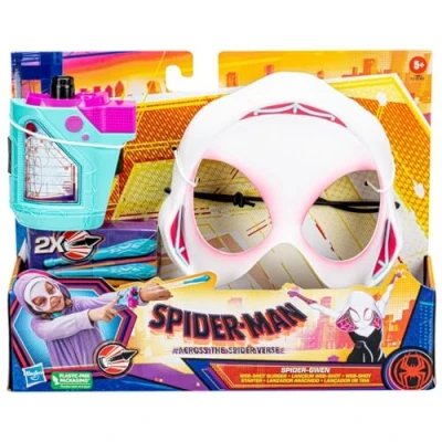 Imagen de Marvel Spider Man: Across The Verse Gwen Web Shot Slinger Mask and Blaster Set, Man Shooter Toy, Super Hero Toys para niñas y niños de 5 años en adelante