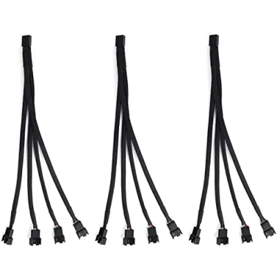 Imagen de Aypzuke Paquete de 3 cables divisores ventilador PWM 1 a (4 pines + pines)