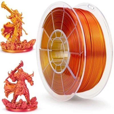Imagen de ZIRO Filamento de Seda Doble Color Para Impresora 3D 1.75mm y Bolígrafo 3D, PLA Multicolor, 1kg(2.2lbs), Rojo Dorado
