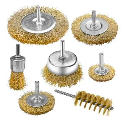 Imagen de Dunkwckore 7 Piezas Cepillo Alambre Taladro, Vástago Redondo para Taladro 6 mm Metalico Limpieza, Wire Brush, Lijadora Cepillos Profesionale Pulir/Lijar/Eliminación Óxido