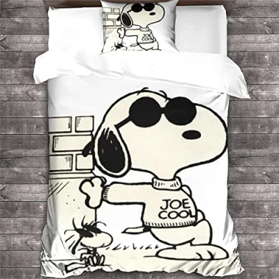 Imagen de Snoopy Funda De Edredón,Juego Ropa Cama Impresa En 3D Cartoon,Funda Nórdica Cremallera Oculta,de Microfibra para Adolescentes Suave Y Cómoda Niños Adultos Single（135x200cm）