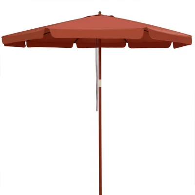 Imagen de Kingsleeve® Sombrilla de Jardín Madera Ø 330cm Protección UV80+ Parasol Terraza Balcón Terracota