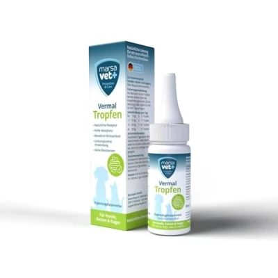 Imagen de Marsavet+ Vermal Gotas 50 ml Solución Natural para un Entorno intestinal desfavorable a los Gusanos, Ayuda contra giardia, remedio Perros, Gatos y roedores