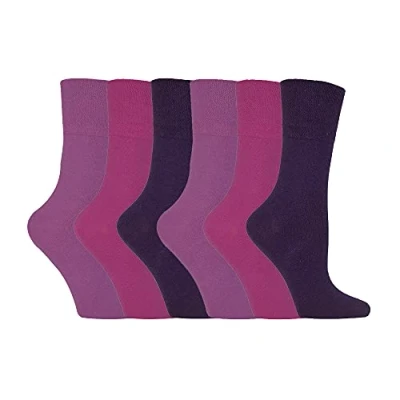 Imagen de IOMI 6 pares mujer sin elasticos diabeticos calcetines para la circulacion (37 42 eur, Purple LA8)