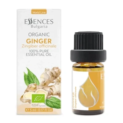 Imagen de Essences Bulgaria Aceite Esencial de Jengibre Orgánico 5ml Zingiber officinale 100% Puro y Natural Sin diluir Grado Terapéutico Aromaterapia Cosméticos Libre crueldad OGM