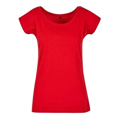 Imagen de Build Your Brand Camiseta de Cuello Ancho para Mujer, Cityred, S