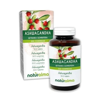 Imagen de Ashwagandha o Ginseng indio (Withania somnifera) raíces Naturalma 150 g 300 comprimidos Complemento alimenticio Natural y Vegano