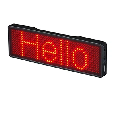 Imagen de PovKeever etiqueta de nombre programable LED para desplazamiento, placa exhibición digital, señal móvil USB, identificación recargable restaurante, exposición, discoteca, hotel