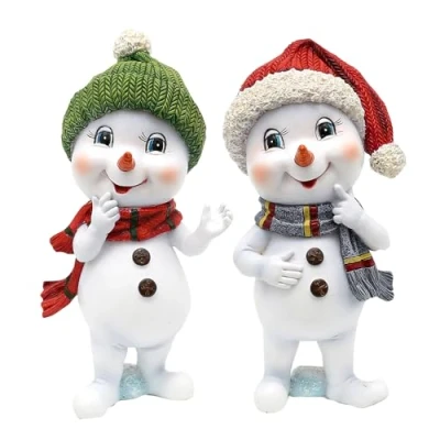Imagen de Dekohelden24 501846 Conjunto Infantil de Nieve con Gorro y Bufanda, Rojo Verde, 9.5cm Largo, 9.2cm Ancho, 19cm Alto, 2 Piezas