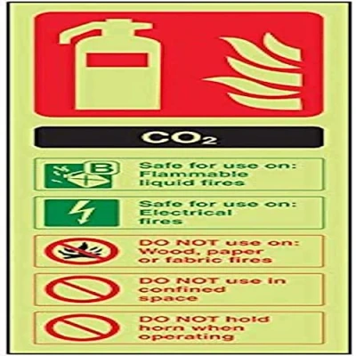 Imagen de vsafety 11004 aj g señal de extintor, CO2 ID, brilla en la oscuridad), 1 mm, plástico, Vertical, 100 mm x 280 Negro/Verde/Rojo
