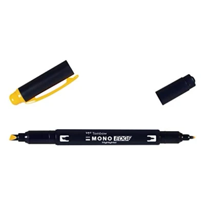 Imagen de Tombow Rotulador Fluorescente Doble Punta Mono Edge Amarillo Resaltador Creativo con Ancha y Fina Ideal para Planificadores, Agendas, Libretas, Cuadernos