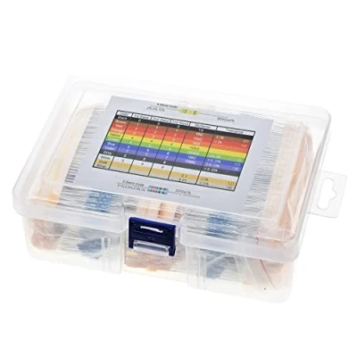 Imagen de DollaTek 2600Pcs Kit de resistencia 130 valores, 1% resistencias surtidas 1 Ohm 3M / 4W Surtido película metálica con caja almacenamiento para proyectos bricolaje