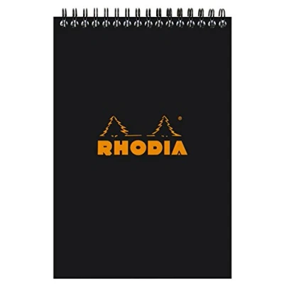 Imagen de RHODIA, 165019C, Libreta encuadernación espiral, A5, Interior: Rayas, 80 Hojas, Papel Clairefontaine Blanco gr/m², Negro