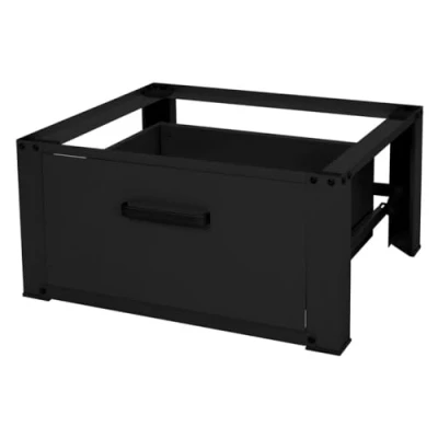 Imagen de ML Design Base para Lavadora con Cajón 63 x 54 cm de Acero Negro Capacidad Hasta 150 kg Bastidor Estable Secadora Pedestal 31,5 Altura Soporte Universal Antideslizante Almacenaje