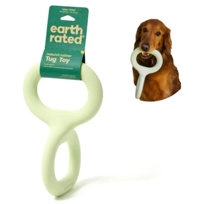 Imagen de Earth Rated Tug of War Juguete Interactivo para Perros Adultos y Cachorros, Agarre ergonómico, Goma Natural, Grande, Verde