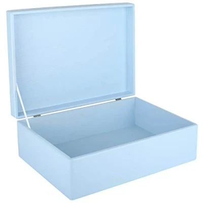 Imagen de Creative DECO XL Azul Grande Caja Madera Decorativa Almacenaje 40 x 30 14 cm (+/ 1cm) con Tapa Cofre Pascua Decorar Regalo Decoupage Juguetes, Documentos, Objetos de Valor, Herramientas