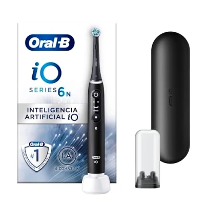 Imagen de Oral B iO 6N Cepillo de Dientes Eléctrico con 2 Cabezales y 1 Estuche Viaje, Diseñado por Braun, Regalos Orginales Negro