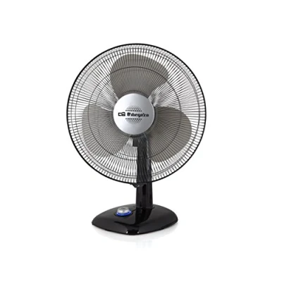 Imagen de Orbegozo TF 0124 Ventilador de sobremesa, oscilante, 2 velocidades, diámetro hélice 20 cm, asa, 22 W, piloto luminoso LED, negro