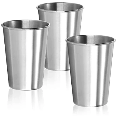 Imagen de com four® 3X Taza para Beber de Acero Inoxidable Ligera 304 Acampar 300 ml Viaje irrompible y sin BPA (300ml)