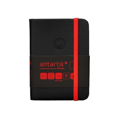 Imagen de Antartik CUADERNO CON GOMILLA NOTES TAPA DURA A7 HOJAS LISAS NEGRO Y ROJO 80 GR FSC