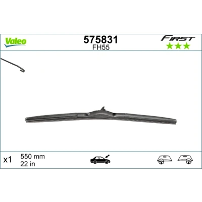 Imagen de Limpiaparabrisas Valeo First Hybrid 575831 550mm híbrido sujeción por gancho LEXUS: IS 2, RX III, HYUNDAI: i10 II Hatchback