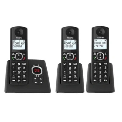 Imagen de ALCATEL F530 Voice Trío Teléfono inalámbrico DECTcon contestador automático Gran Pantalla retroiluminada Altavoz Bloqueo de Llamadas 2 Teclas Memoria Directa 3 terminales Negro