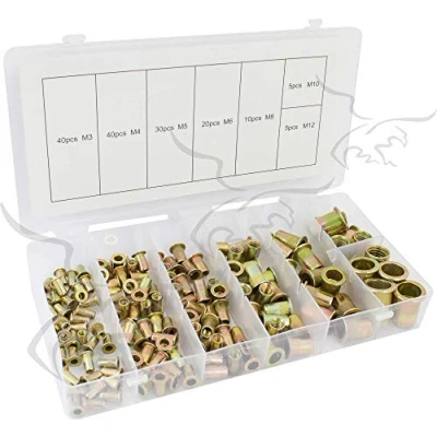 Imagen de 158 remaches roscados de acero zincado para remachadora tuercas. Casquillos M3 M4 M5 M6 M8 M10 M12